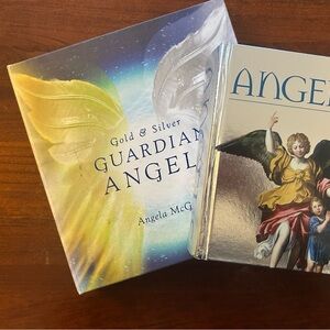 Lot of 2 Angel Spiritual Guidebooks Gold & Silver Guardian Angel Cards/book